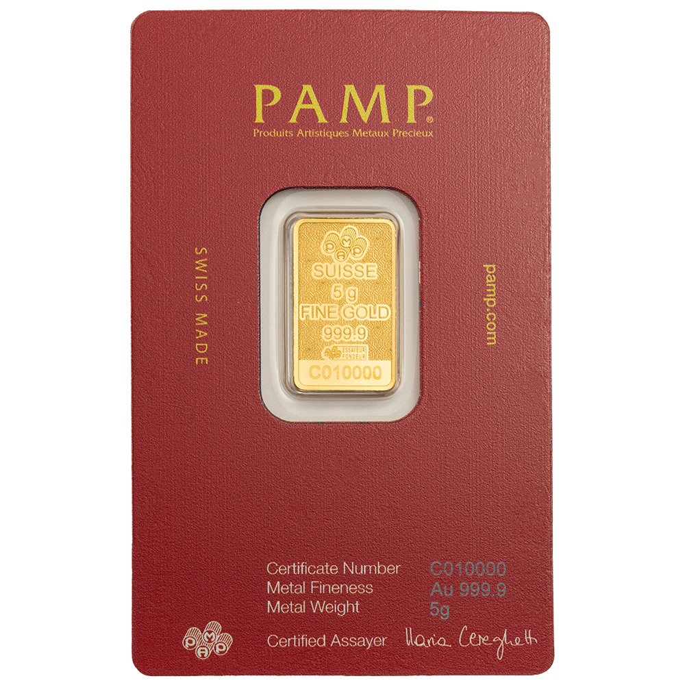 Pamp Suisse Arabian Camel 5g Pure Gold Bar with Pendant Frame