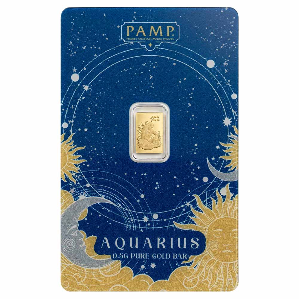 Pamp Suisse 1/2 Gram Gold Zodiac--Aquarius