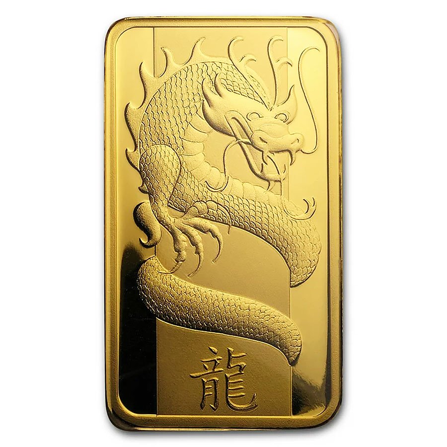 PAMP Suisse One Ounce Gold Bar - 2012 Dragon Design