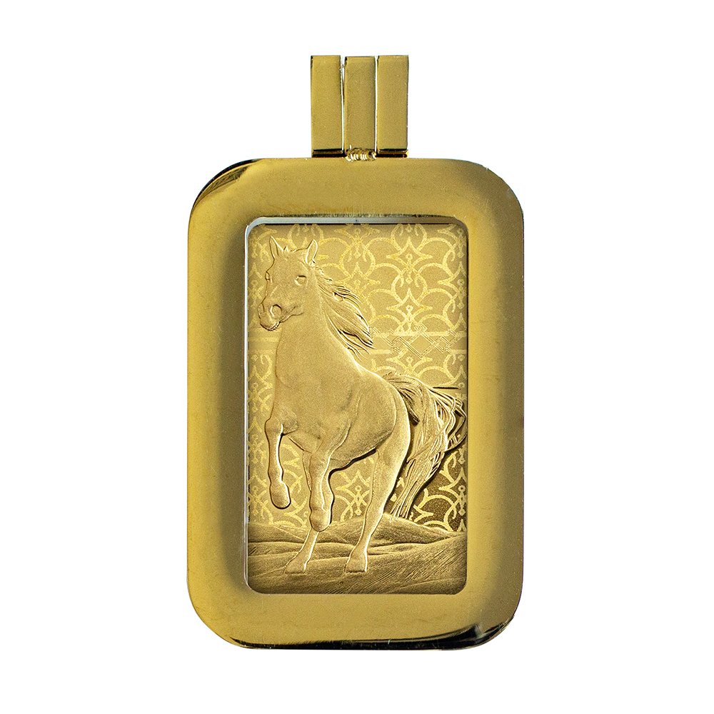 Pamp Suisse Arabian Horse 5g Pure Gold Bar with Pendant Frame