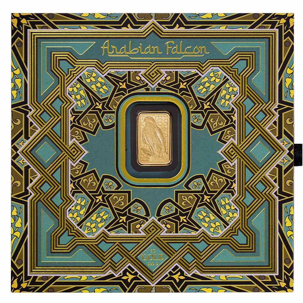 Pamp Suisse Arabian Falcon 5g Pure Gold Bar with Pendant Frame