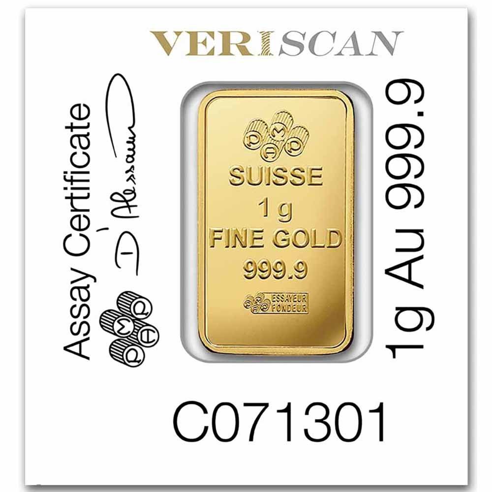 PAMP Suisse 1 Gram Gold Bar (from Multigram Card)