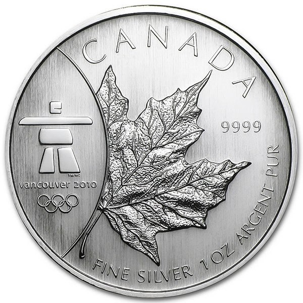 2008 Silver Maple Leaf 1 oz Uncirculated - Vancouver Olympics