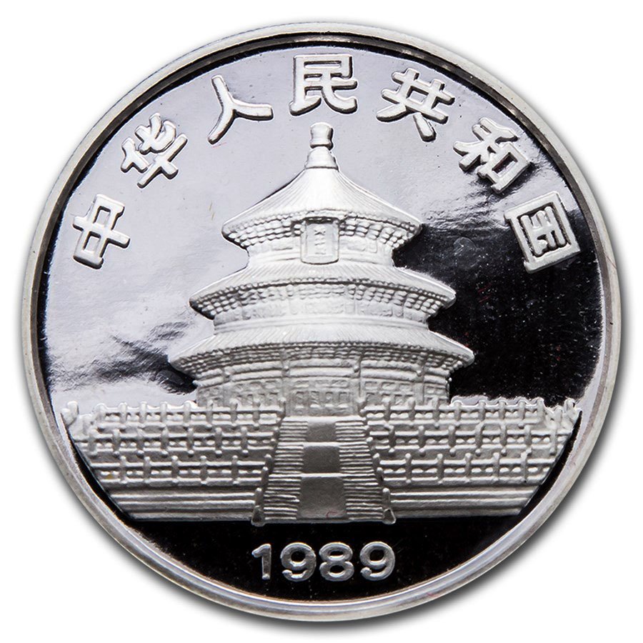1989 Chinese Silver Proof Panda 1oz Box & COA