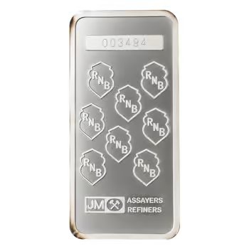 10 oz Johnson Matthey JM Republic National Bank Silver Vintage Bar .999 Fine