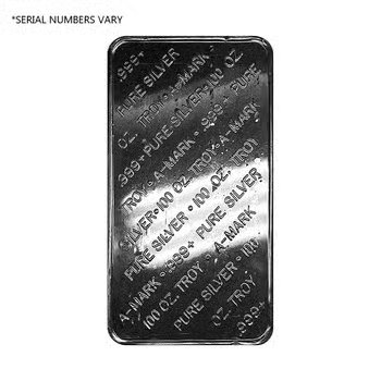 100 oz A-Mark Vintage Pressed Silver Bar .999 Fine